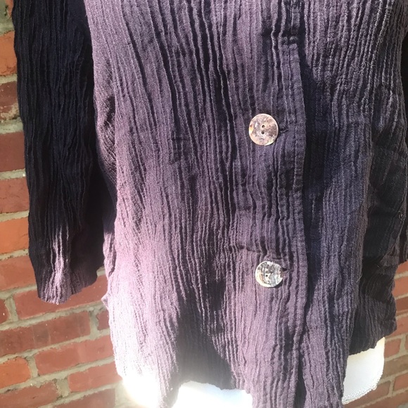 Fridaze Womens Linen Jacket Size L XL BlacK Button up Lagenlook Art to Wear - Picture 3 of 9